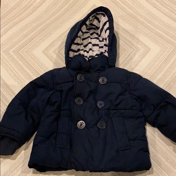 Baby Gap Boys Navy Blue Light Puffer Hooded Jacket - Picture 1 of 9